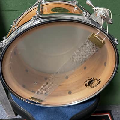 Longo 14X6.5" SOLID SHELL CHERRY SNARE DRUM - NATURAL image 9