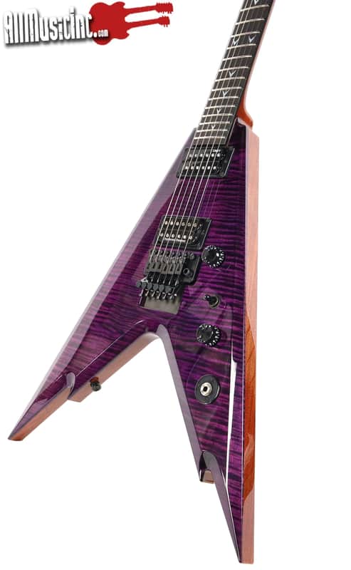 Dean USA Razorback V Floyd Flame Top Prototype Electric Guitar - Trans Purple image 1