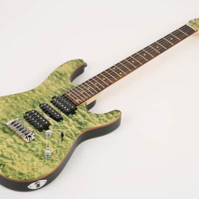 Swing Modern K Emerald Green Quilted Maple Top Mahogany Matching Headstock Strat image 3