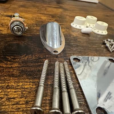 Fender Genuine Fender Stratocaster Pure Vintage Deluxe Tuners, Jack, Jack Plate, Neck Plate, Knobs and Screws image 4