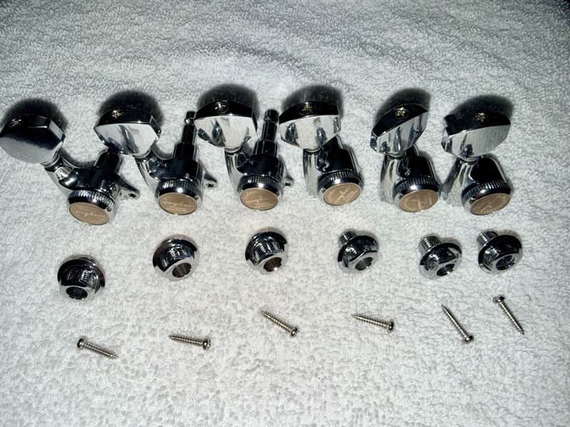 GUYKER 6R Chrome Guitar Locking Tuners Electric Guitar Machine Heads Complete Set image 1