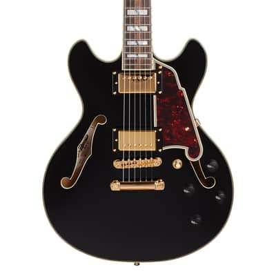 D'Angelico DAEMINIDCSBKGS EXCEL MINI DC Double Cutaway Semi-Hollow Body 6-String Electric Guitar w/Deluxe Hardshell Case image 3