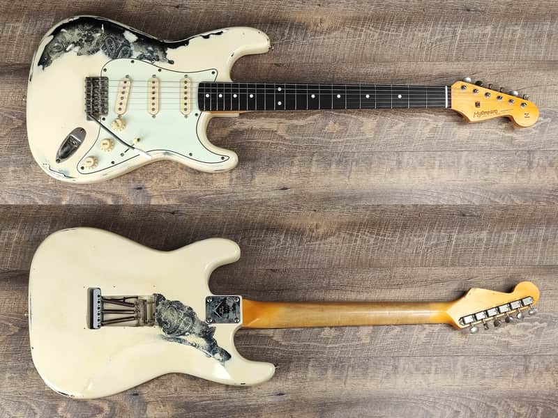 MyDream Stratocaster Custom Built - Aged White over Black Paisley - Dreamsongs image 1