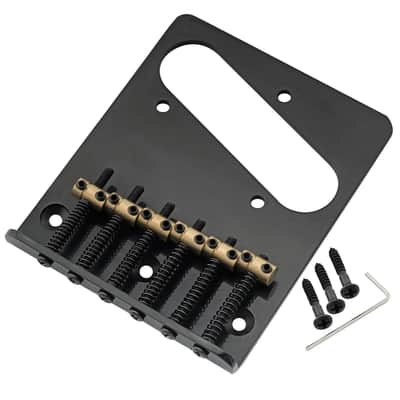 Brio Pro Modern Tele Bridge — 54 mm (2-1/8") • 6 Brass Barrel Saddles • Dual-Load Black image 2
