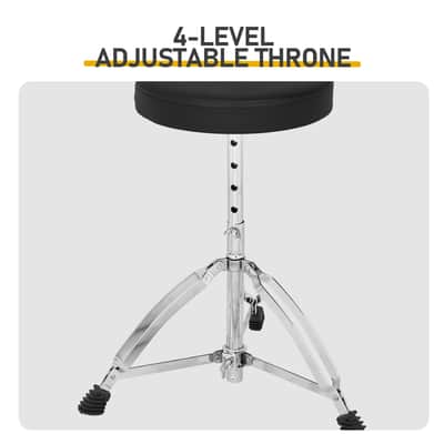 Full Size Adult Drum Set 5-Piece with Bass Drum, two Tom Drum, Snare Drum, Floor Tom, 16" Ride Cymbal, 14" Hi-hat Cymbals, Stool, Drum Pedal, Sticks 2020's image 5