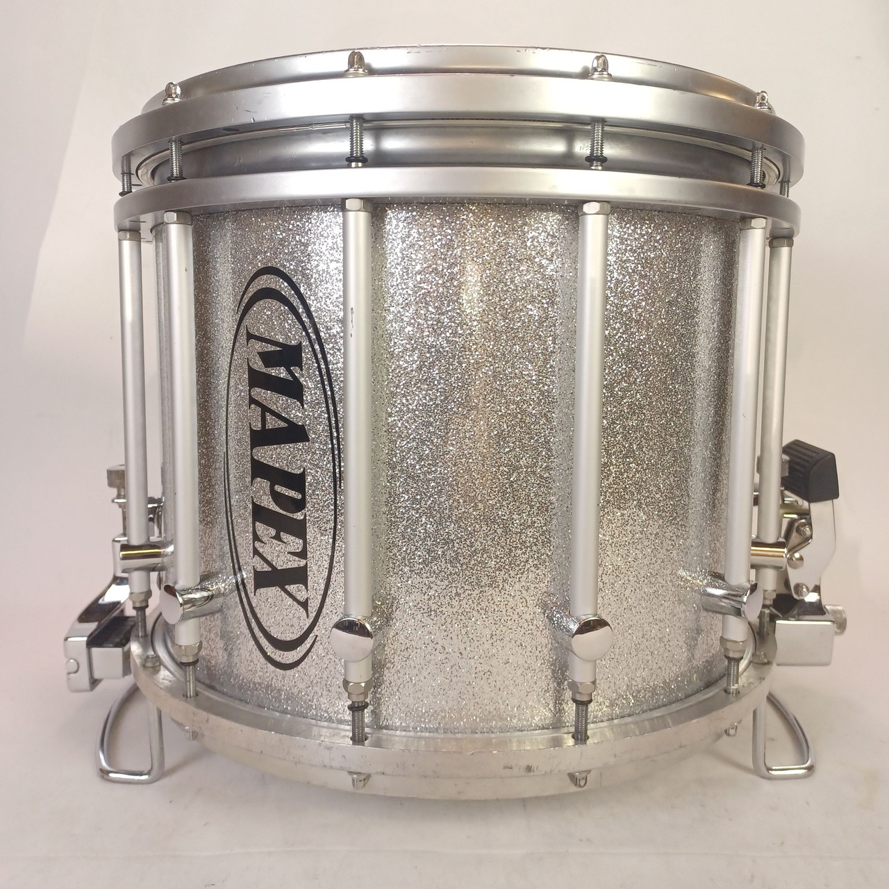Mapex 12x14"Quantum Silver Sparkle Lacquer Snare Drum Die-Cast+Evans/Remo March — main photograph