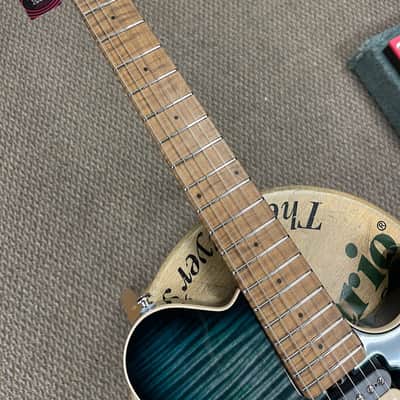 Ernie Ball Music Man Axis Flame Top Electric Guitar Yucatan Blue w/ Hard Case image 7