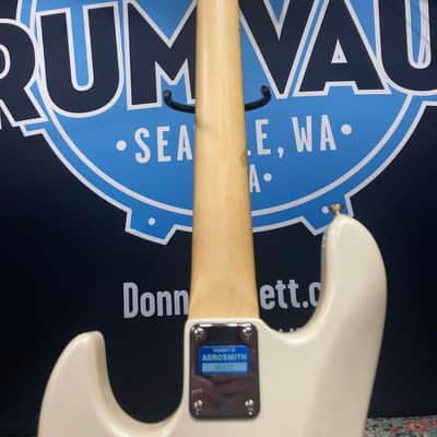 Tom Hamilton's Aerosmith, SIGNED Sadowsky NYC Pearl White Fretless 4-String Bass PLUS Tour Artifacts. (TH12) image 18