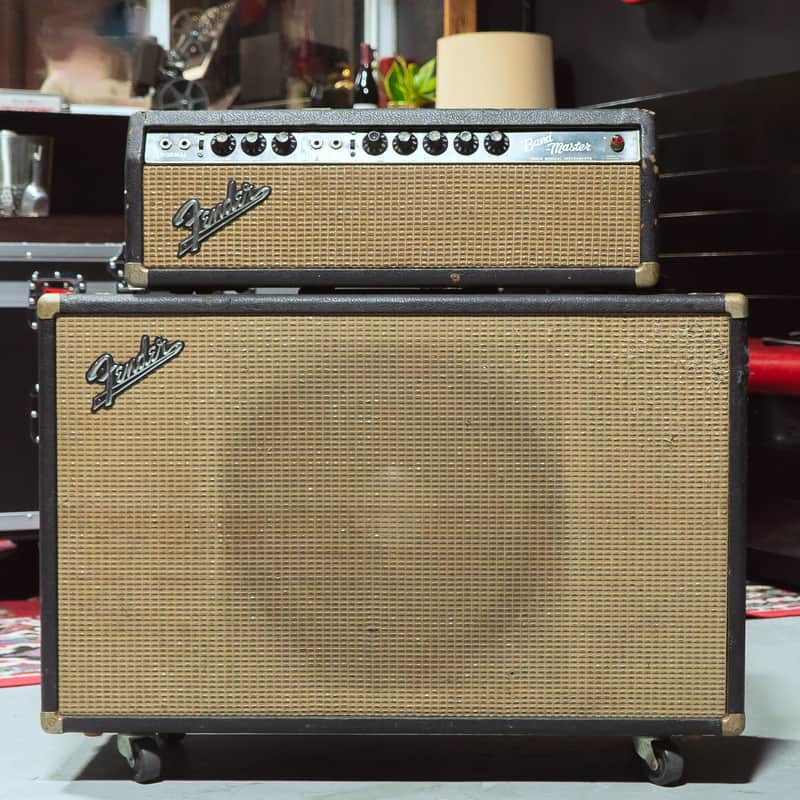 1965 Fender Bandmaster AB763 Piggyback Head and Cab Set *Fully Serviced* w/ TAD Capacitors, JBL D131 Speaker, Original Parts Included image 1