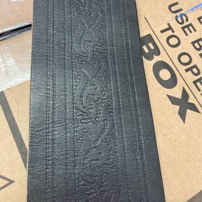 Older vintage Leather 3.5" wide single ply Guitar or Bass Strap in Black image 1