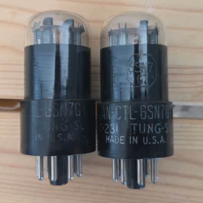 Pair JAN-CTL 6SN7GT VT-231 Tung-Sol Black Glass Round Plate Tubes – Military Spec – Tested Strong image 3