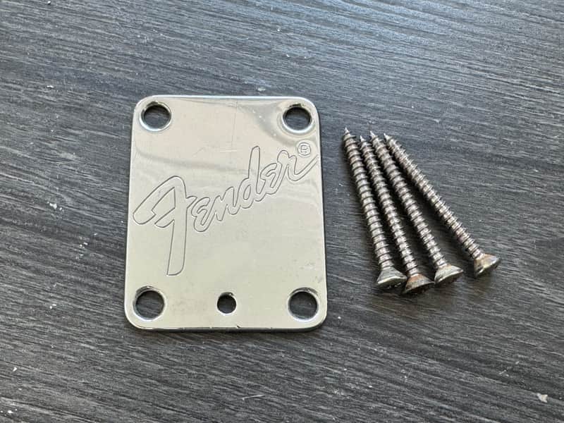 Vintage 1992 Fender USA Strat Plus Relic Neck Plate and Screws Stratocaster image 1