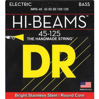 DR MR5-45 5 string HI-Beams Bright Stainless Steel Bass Guitar Strings 45-125 MED image 1