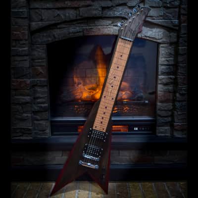 HandMade Lap Steel Guitar - Black / Brown Stain - Red Bevels - Satin Relic Finish - USA Made image 12