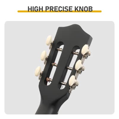 Cxxss Matte Black 38-inch Round Acoustic Guitar with Picks, Strings, Capo, Case, Tuner, and Strap image 7