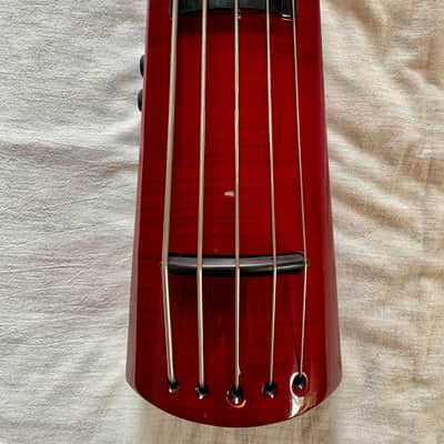 NS Design WAVc 5 String Full Size Electric Upright Bass 2025 - Transparent Red image 4