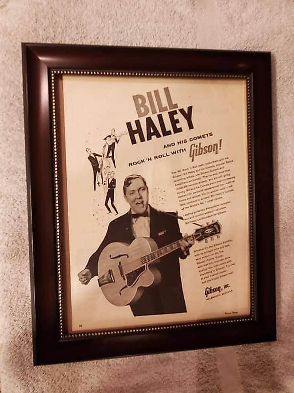 1957 Gibson Guitars Promotional Ad Framed Bill Haley & His Comets Gibson Super 400 Original RARE image 1