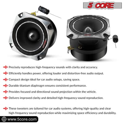 5 Core Tweeters Speakers Car Audio Pair 600W Combined Peak 4 Ohm 3.5 Inch Aluminum Super Bullet Tuiters Para Sonido Para Carro - TW BLT 150 CH PAIR-TW BLT 150 CH PAIR image 5