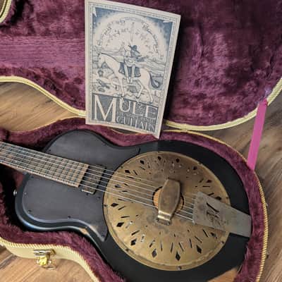 2023 Mule Modest Mavis Resophonic Electric Resonator Guitar Faded Black Relic W/OHSC image 2