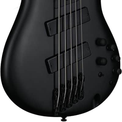 Ibanez SRMS625EX Iron Label Electric Bass, 5-String, Black Flat image 8