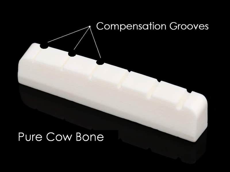 AxeMasters 1 3/4" COMPENSATED Bone Slotted Nut handmade for EPIPHONE Guitar - Tuning Issues? image 1