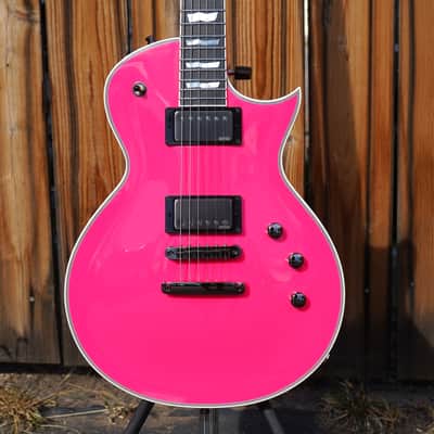 ESP CUSTOM SHOP Eclipse CTM - Ebony- Neon Pink 6-String Electric Guitar w/ Case image 5