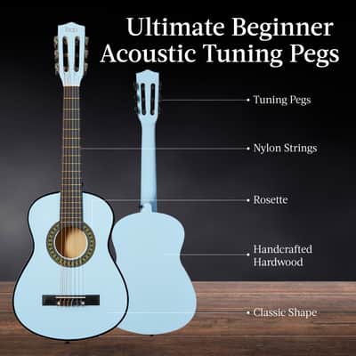 Best Choice Products Kids Acoustic Guitar Beginner Starter Kit with Carrying Case - 30in-Natural Mahogany image 10