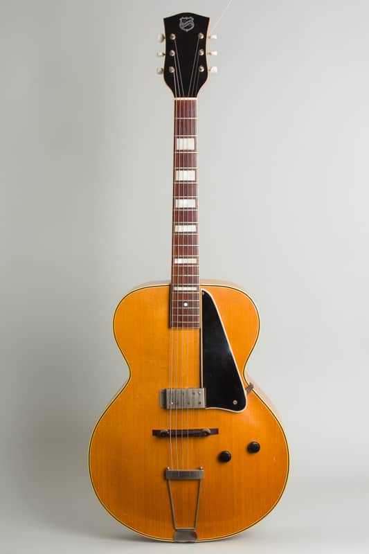 National  New Yorker Arch Top Hollow Body Electric Guitar (1941), ser. #993G, period brown hard shell case. image 1