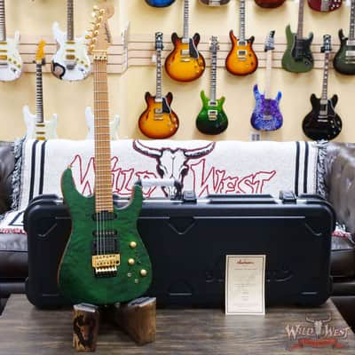 Jackson Custom Shop USA Signature Phil Collen PC Satin Stain Caramelized Flame Maple Fingerboard Satin Transparent Green image 6