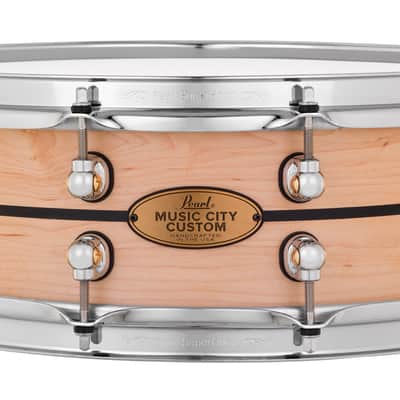 Pearl *Pre-Order* Music City Custom 14x5" Maple Solid Shell Snare Handrub Nashville Natural | Ebony Single Inlay | NEW | Made in the USA | Special Order | Authorized Dealer image 1