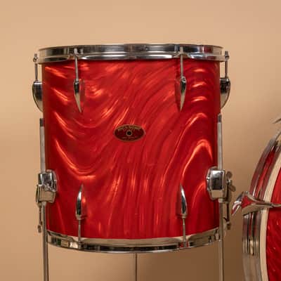 Vintage Mica-Sonic MIJ Red Satin Flame Drum Set image 7