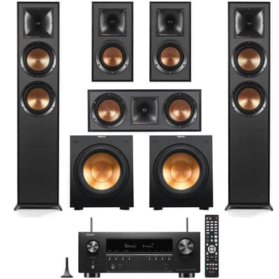 Klipsch Reference 5.2 Home Theater System, Bundle with 2x R-625FA Floorstanding Speaker, 2x R-12SW Subwoofer, R-52C Center Channel, R-41M Bookshelf Speaker Pair, 7.2-Channel Receiver, Black image 19