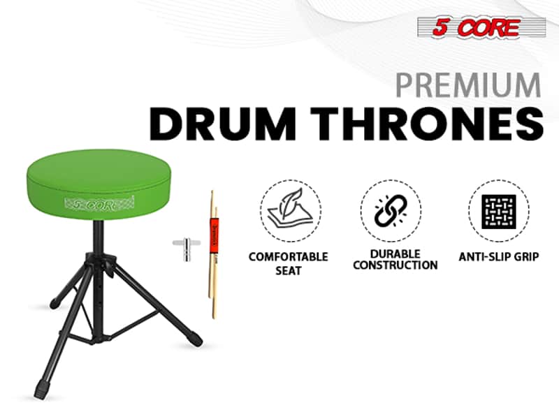 5 Core Drum Throne 3" Padded Seat Adjustable Drumming Chair for Practice and Performance image 1