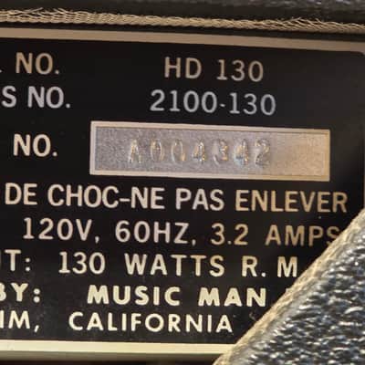 Music Man HD-130 2-Channel Guitar Amp Head 1970s - Just Serviced imagen 12