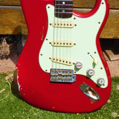 DY Guitars Gary Moore fiesta red relic strat body PRE-BUILD ORDER image 6