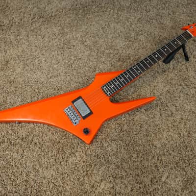 Video! 1980s Hondo H-1 Death Dagger Neon Orange Refinish w/ Original Hardshell Case image 2