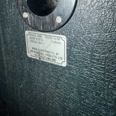 1986 Marshall JCM 800 Bass Series Model 1580 1x18" 400 Watt 8 ohm Speaker Cabinet Original Celestion G18Q-400 Speaker image 5
