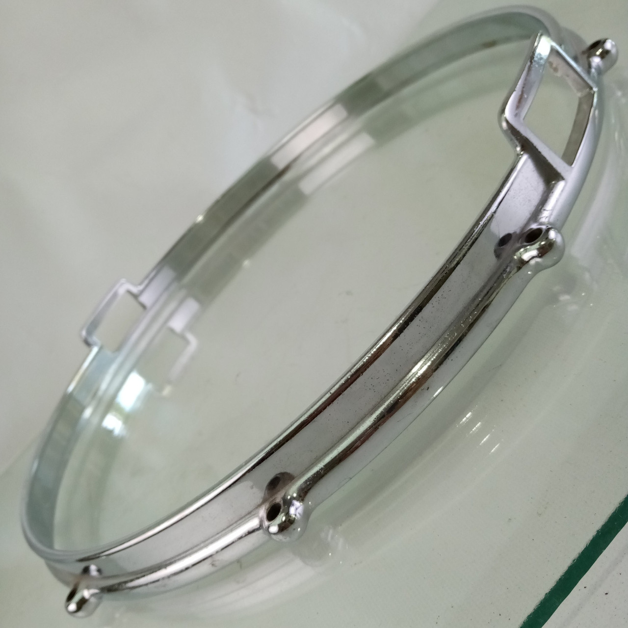 Premier 15"10Lug Die-Cast Marching Snare Drum Resonant Rim/Hoop Chrome UK 50-60s — main photograph