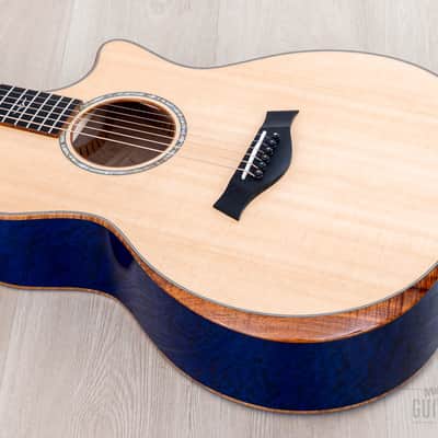 2023 Taylor Custom Grand Auditorium Acoustic Electric Guitar Trans Blue w/ Lutz Spruce + Quilted Maple image 11