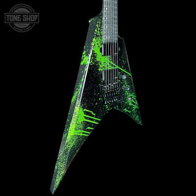 ESP USA V-II Alien Blood Splatter NTB Floyd Rose Black Hardware Fishman Fluence w/Case image 4