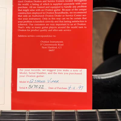 1997 Ovation USA EA58 12-String Viper w/OHSC image 4