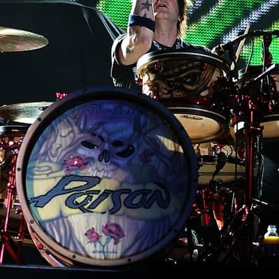 Rikki Rockett's Poison, Rockett Drum Works, Steam Bent Hickory "The Rose" Drum Kit, 22",16", 14", 12", 10",  Plus Woofer, Swarovski Crystals, Signed! STUNNING image 10