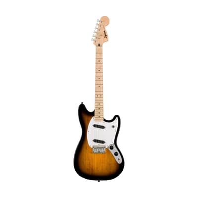Squier Sonic Mustang Electric Guitar w/White Pickguard, Maple FB, 2-Color Sunburst image 1