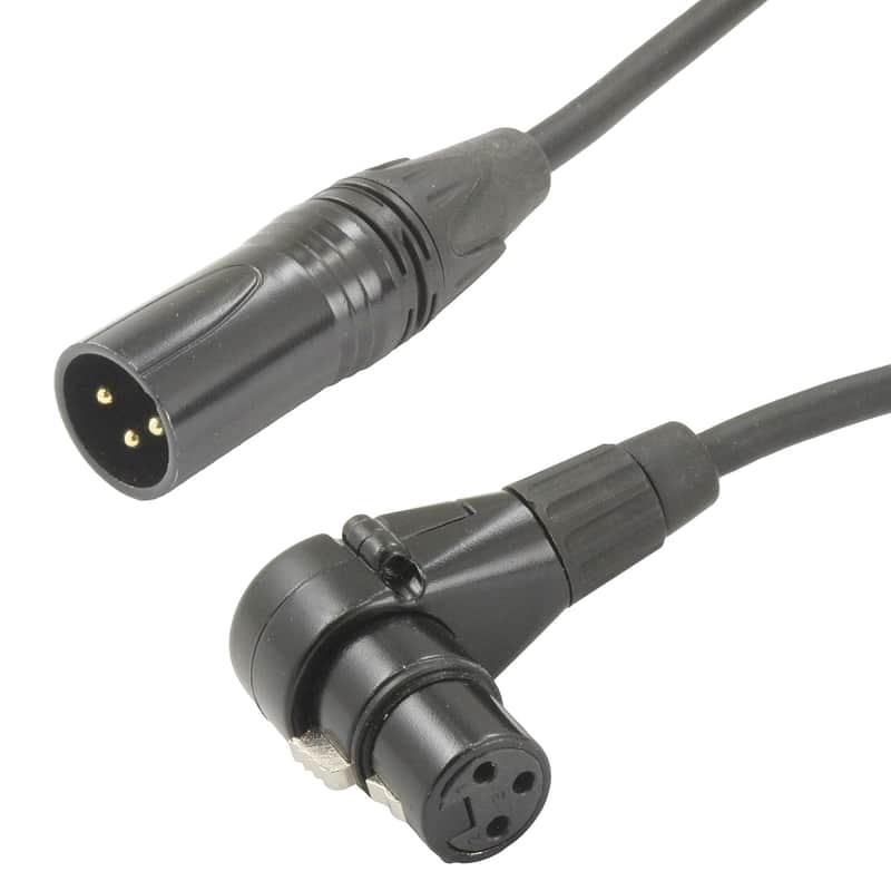 Male To Female Xlr Cable With Black Connectors 1 Ft Foot Feet Right-F To Straight-M image 1