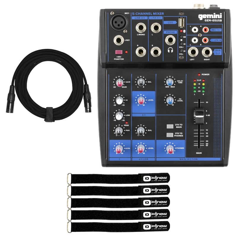 Gemini GEM-05USB 5 Channel USB Podcast Vocals Mixer w XLR Cable image 1