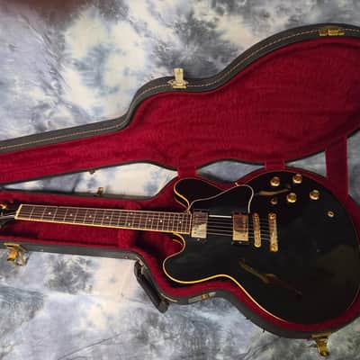 Vintage 1973 Gibson ES335 330 345 Black RED Plush Hard Shell Electric Guitar Case #3 image 14