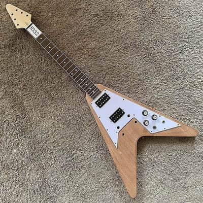 DIY Project Guitar Flying V Style Kit, Mahogany Body, Maple Neck, Rosewood Fingerboard image 1