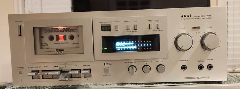 Akai Akai GX-M30 ivintage 2-head, single compact cassette deck 70s  - Metal imitation wood cabinet image 1