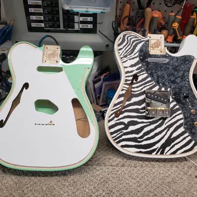 Custom Designed & Crafted - Surf Green Tele Thinline style/African Turquoise Stones - RSG Serial #058 2024 image 20