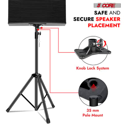 5 Core Speaker Stand Tripod Heavy Duty Adjustable 72" Universal Mount for PA DJ Studio image 12
